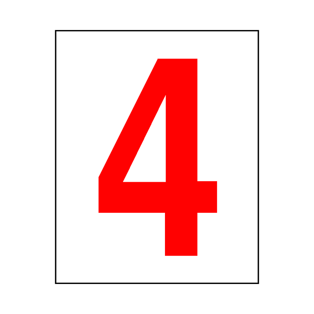 Number 4 Sign Red | Safety-Label.co.uk
