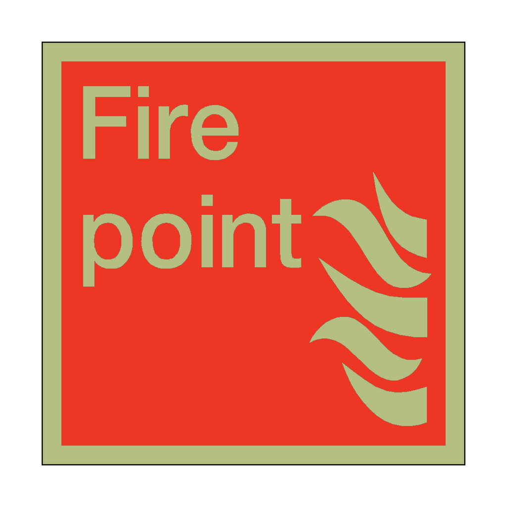 Photoluminescent Fire Point Square Sticker | Safety-Label.co.uk