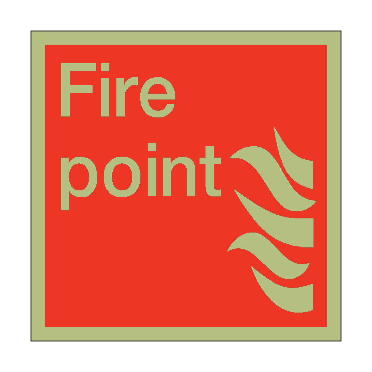 Photoluminescent Fire Point Square Sticker