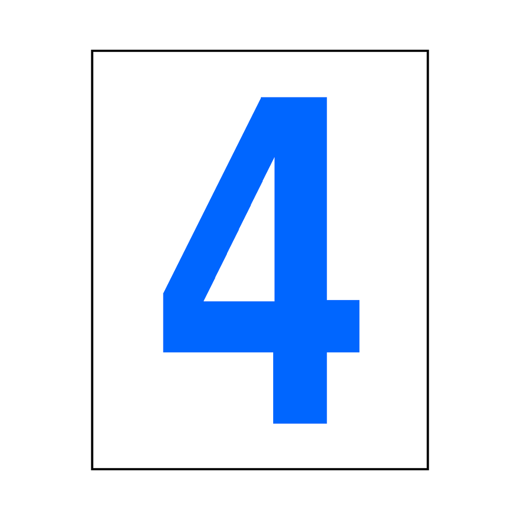 Number 4 Signe Number 4 Sign Blue
