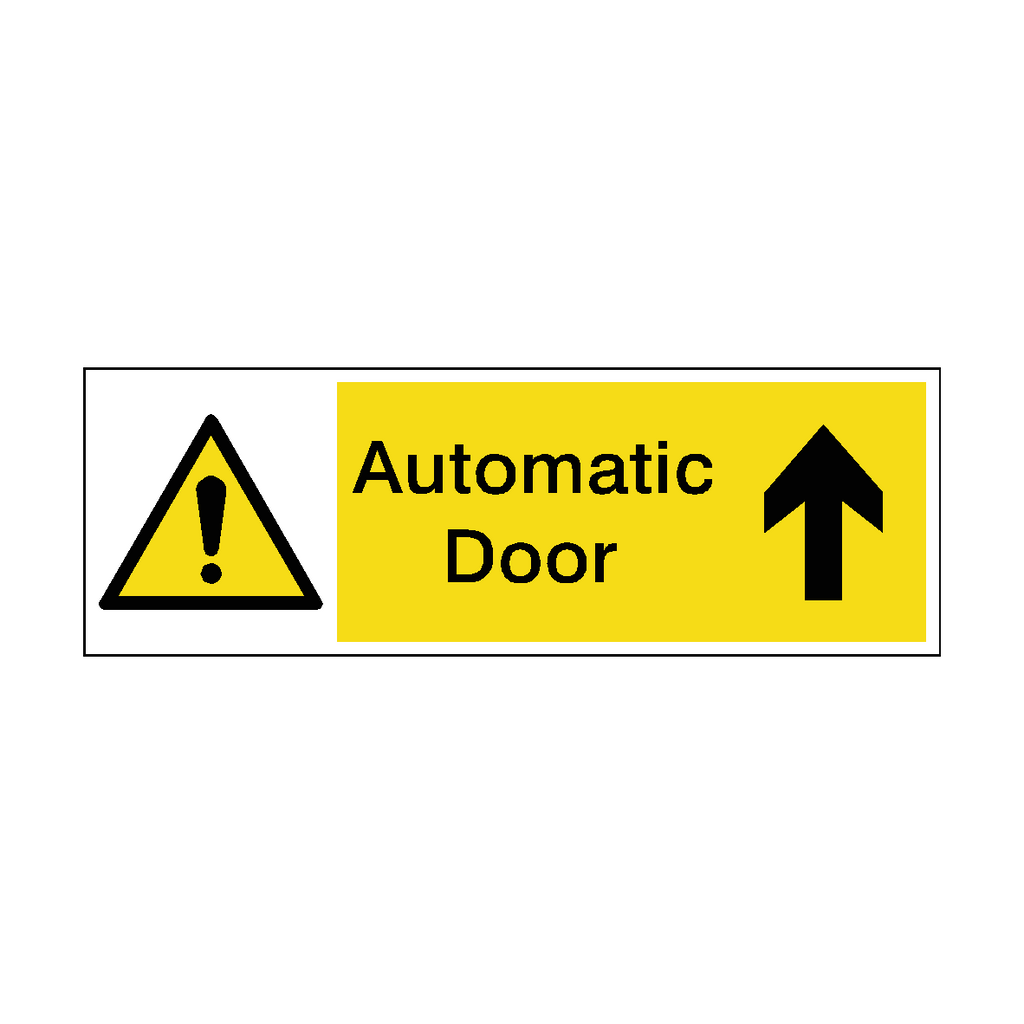 Automatic Door Hazard Arrow Up Sticker Horizontal | Safety-Label.co.uk