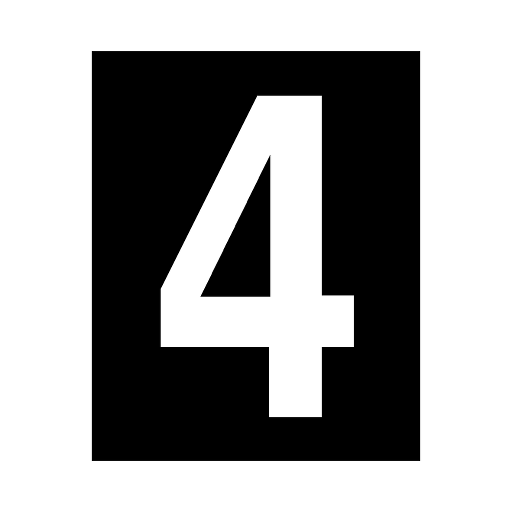 White Number 4 Sign | Safety-Label.co.uk