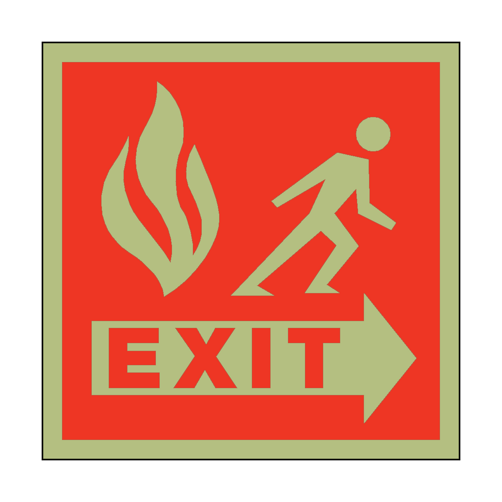 Photoluminescent Fire Safety Exit Square Sticker | Safety-Label.co.uk