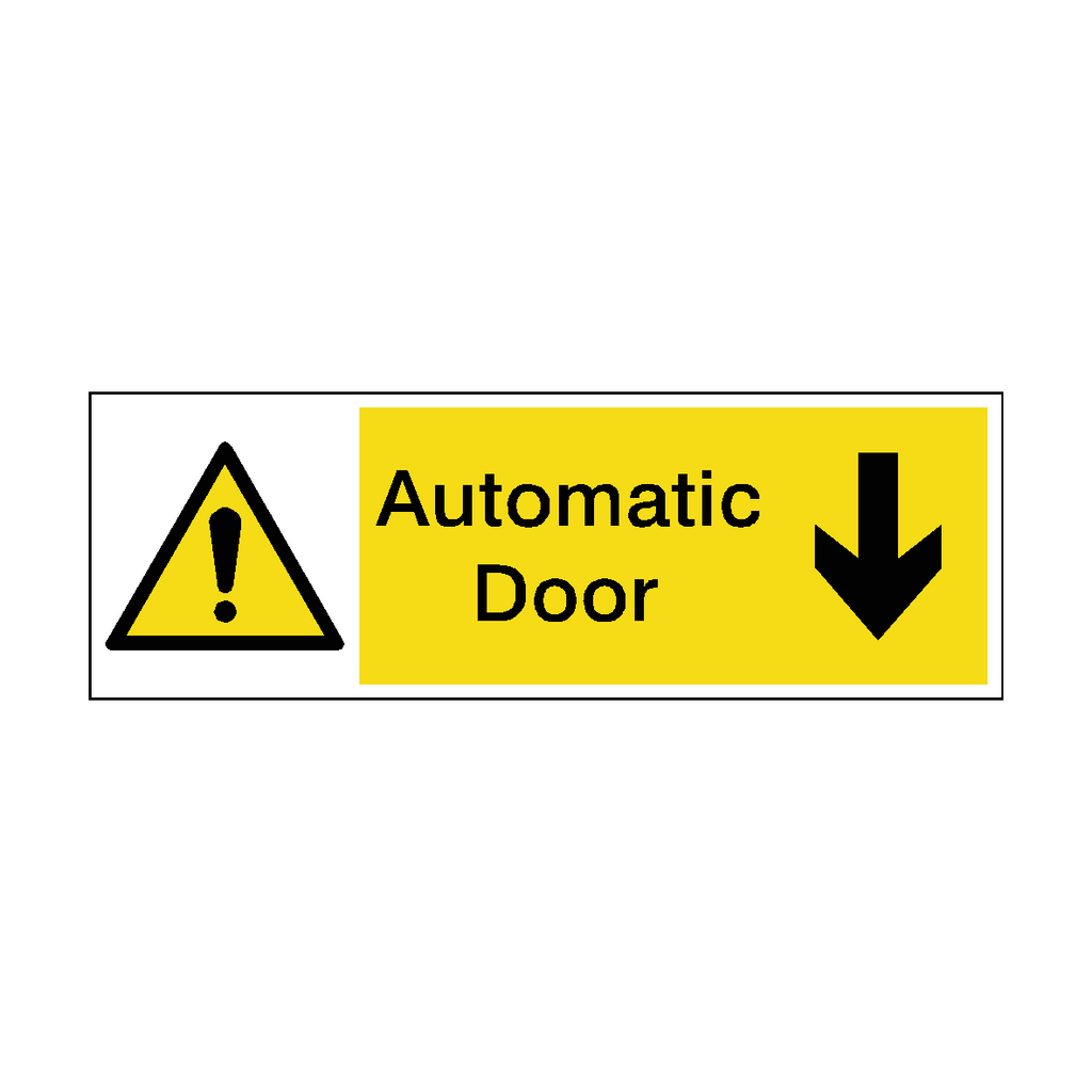 Automatic Door Hazard Arrow Down Sticker Horizontal | Safety-Label.co.uk