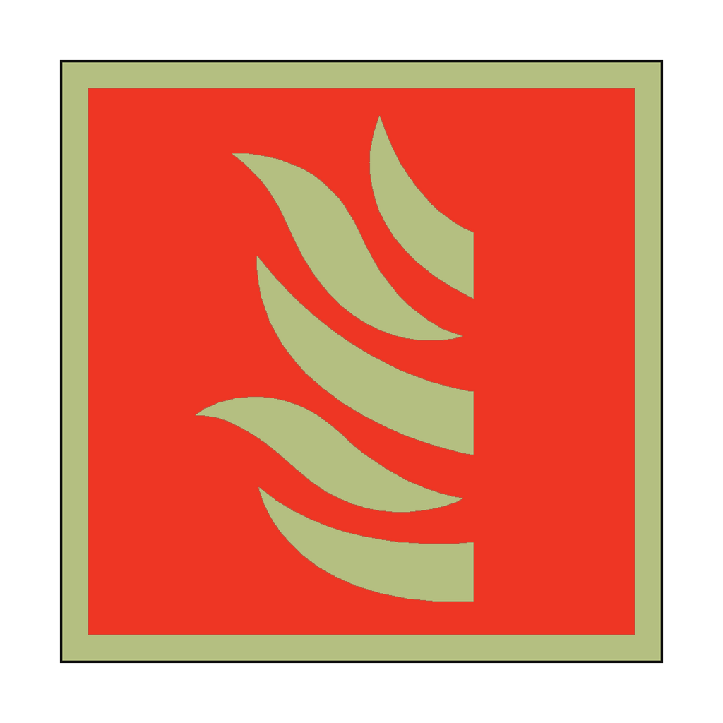 Photoluminescent Fire Symbol Square Sticker | Safety-Label.co.uk
