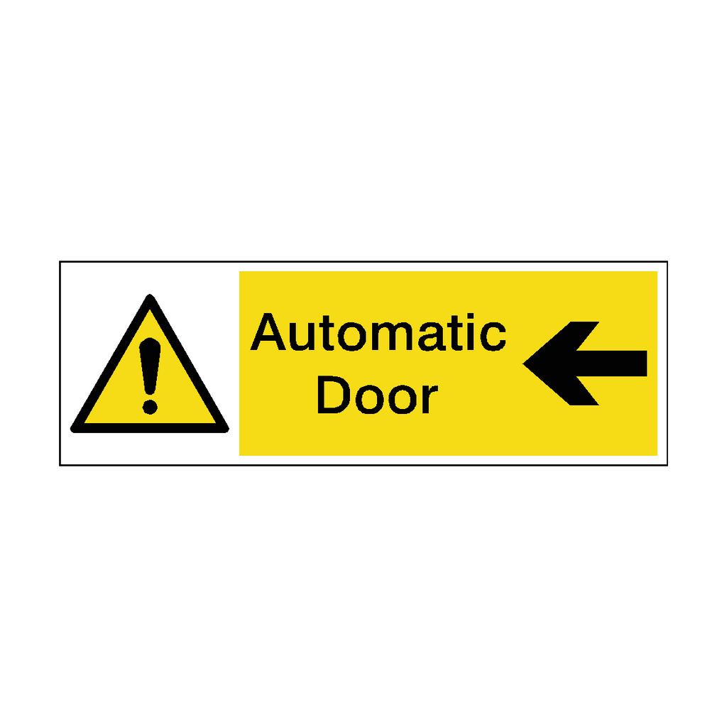 Automatic Door Hazard Arrow Left Sticker Horizontal | Safety-Label.co.uk