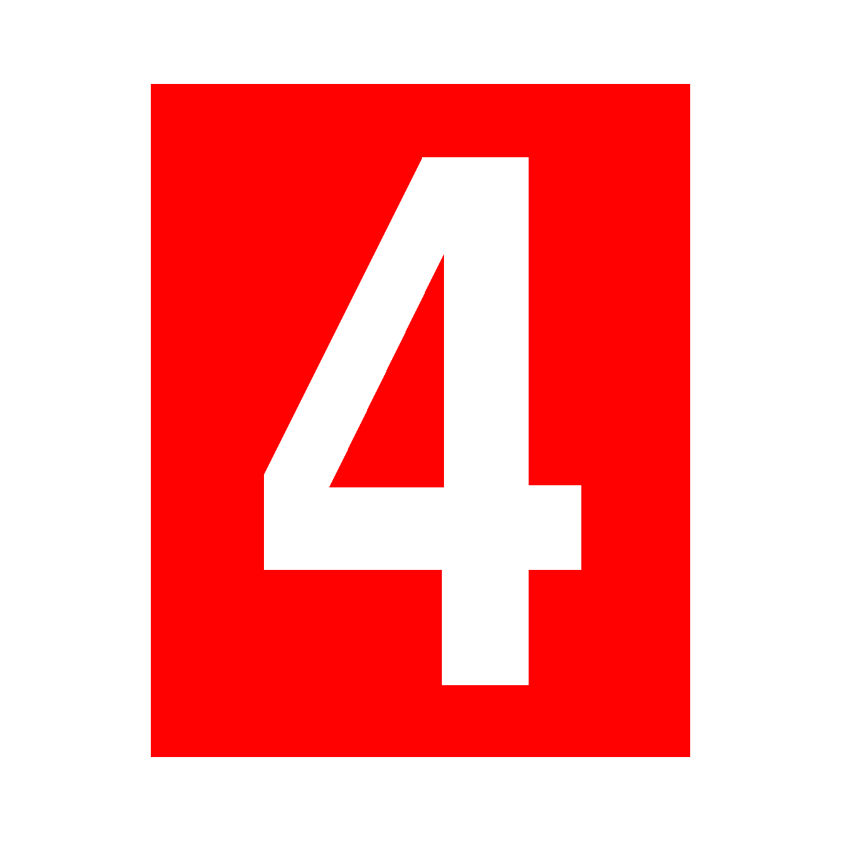 Red Number 4 Sign | Safety-Label.co.uk