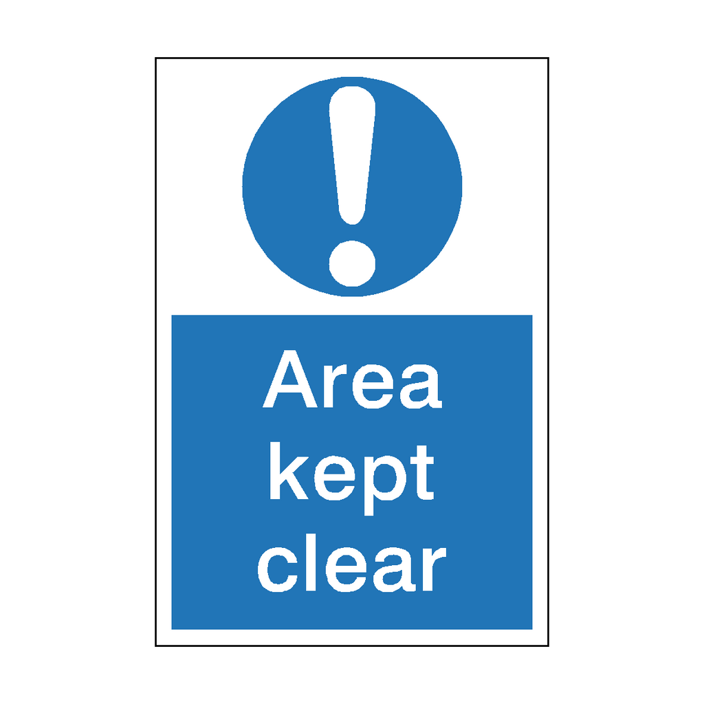 Self-adhesive Area Kept Clear Sticker from Safety-Label.co.uk showing transparent label for safety or clearance marking.