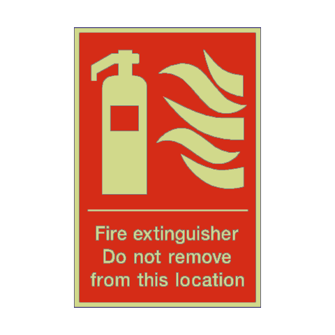 Fire Extinguisher Do Not Remove Photoluminescent Sign | Safety-Label.co.uk