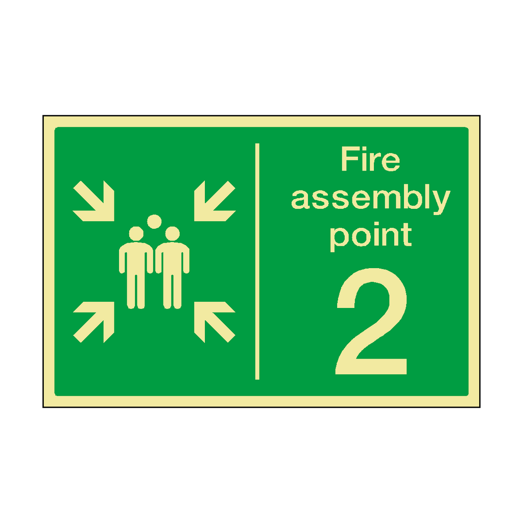 Fire Assembly Point Horizontal 2 Photoluminescent Sticker