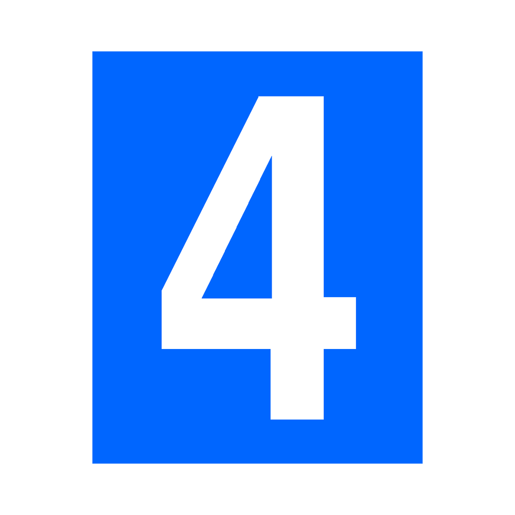 Number Four Color Blue Blue Number 4 Sign | Safety-Label.co.uk