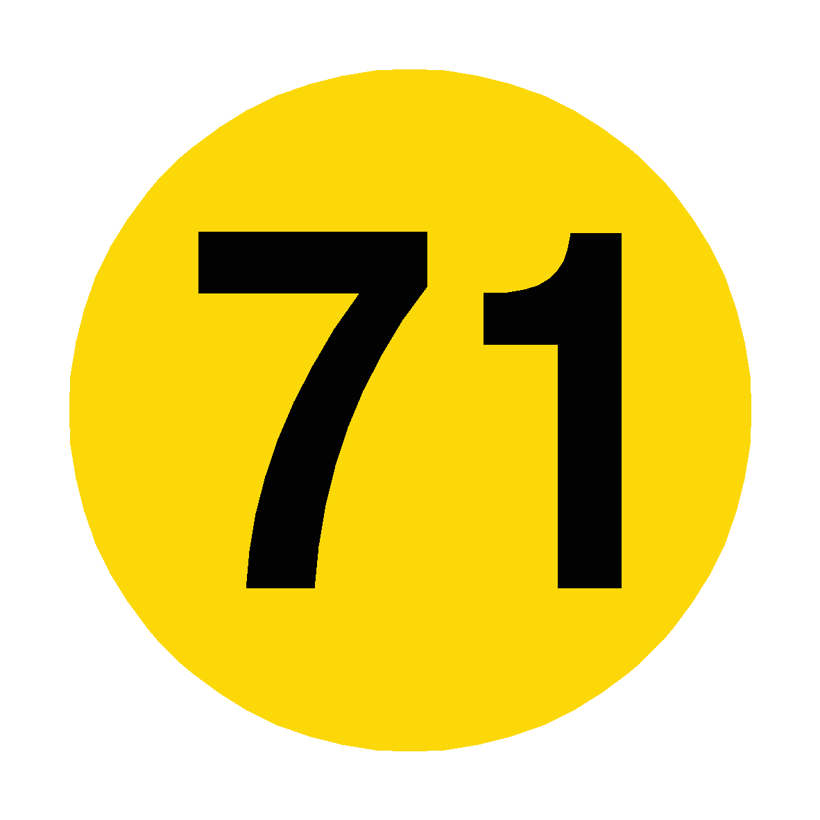 71 Letters Number 71 Floor Marker