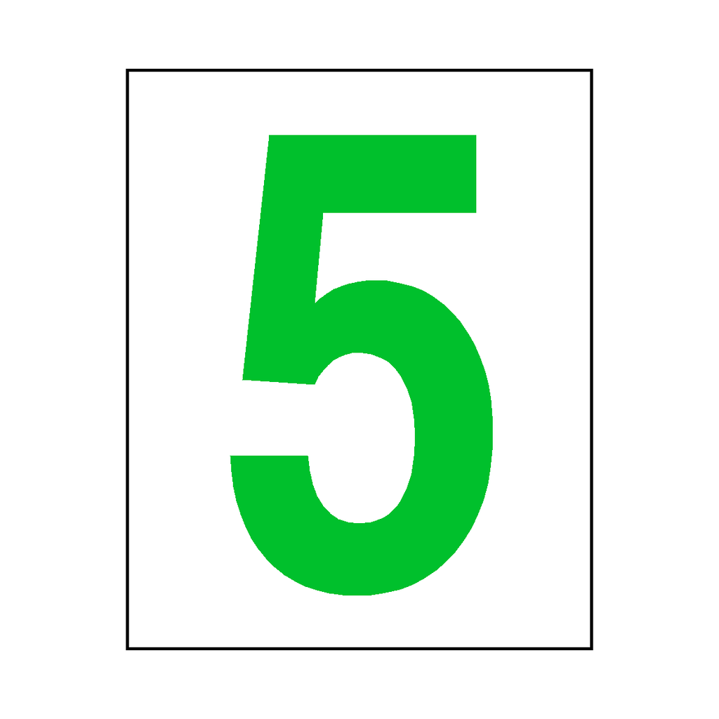 Number 5 Sign Green | Safety-Label.co.uk