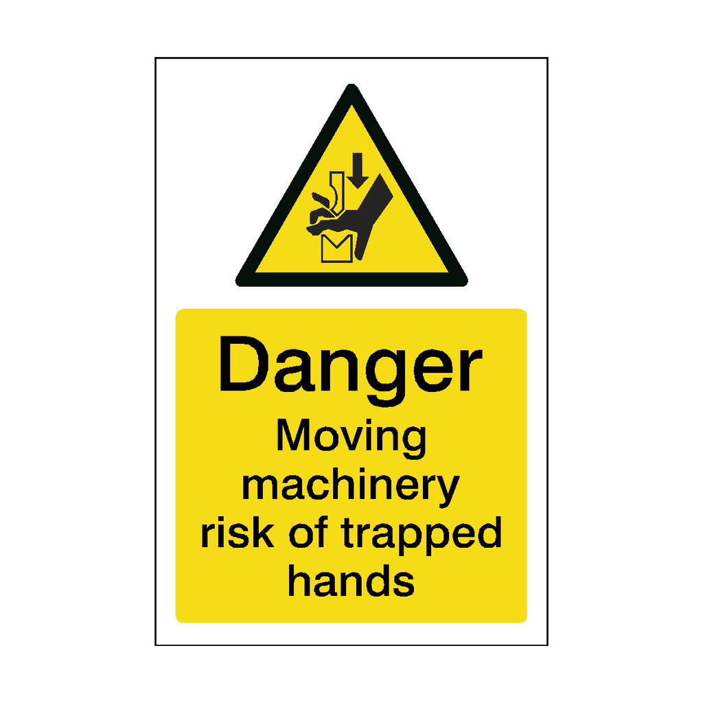 Moving Machinery Trapped Hands Sticker | Safety-Label.co.uk
