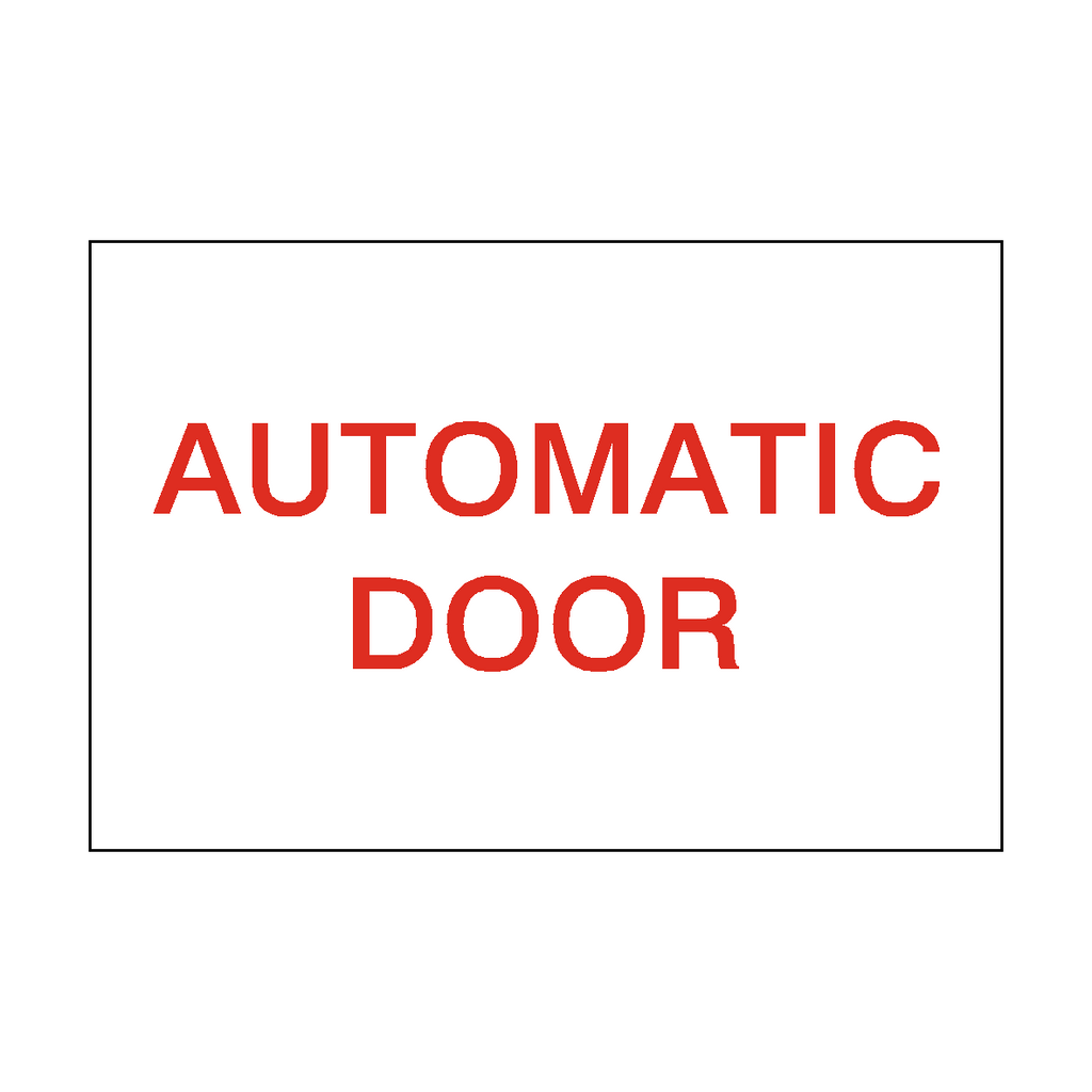 Self-adhesive automatic door red sticker with safety warning text, designed for clear visibility on doors.