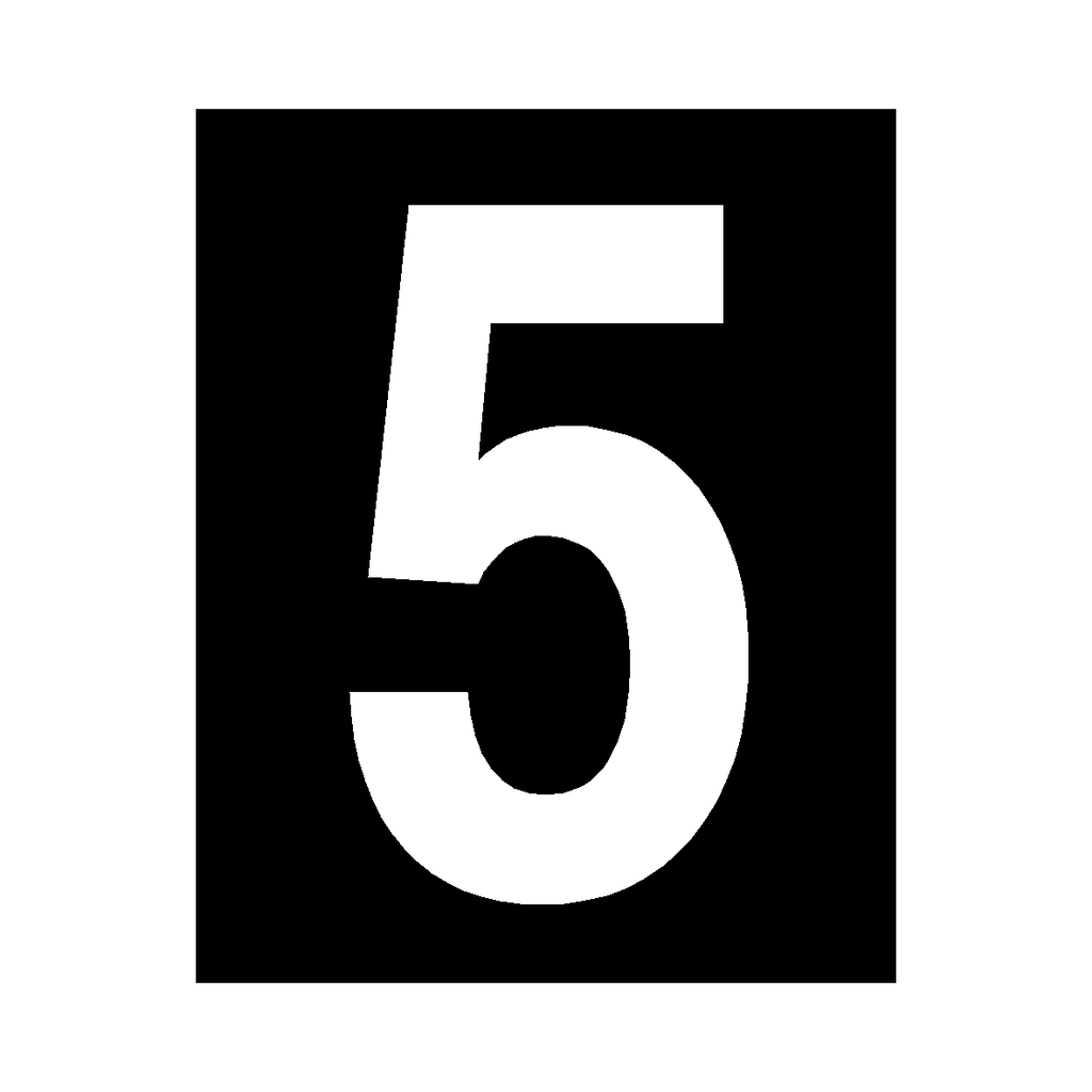 White Number 5 Sign | Safety-Label.co.uk
