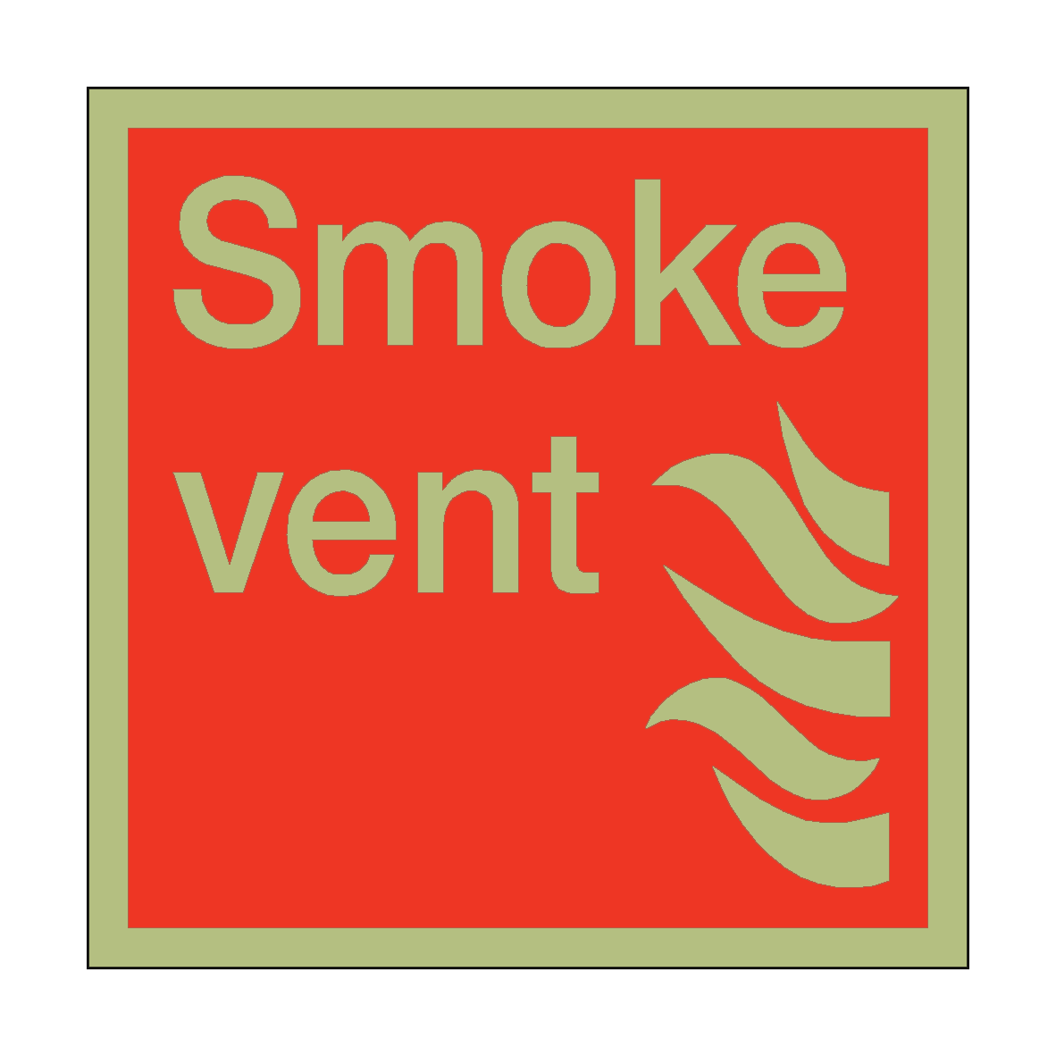 Photoluminescent Smoke Vent Square Sign