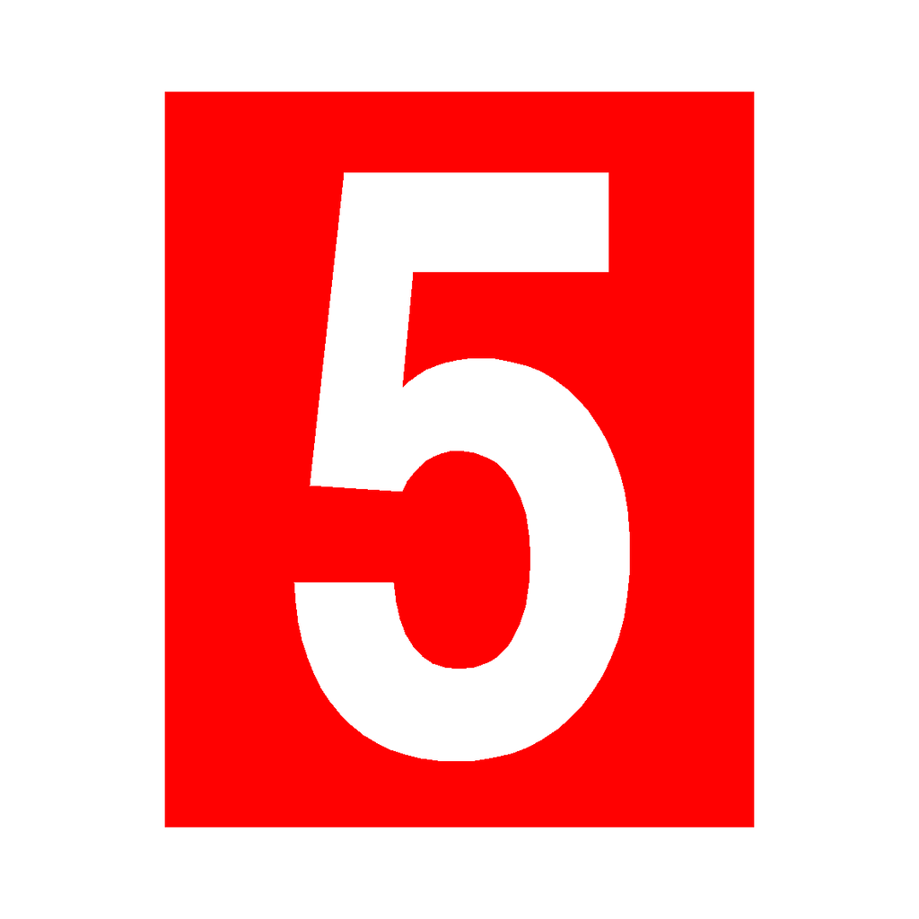 Red Number 5 Sign | Safety-Label.co.uk