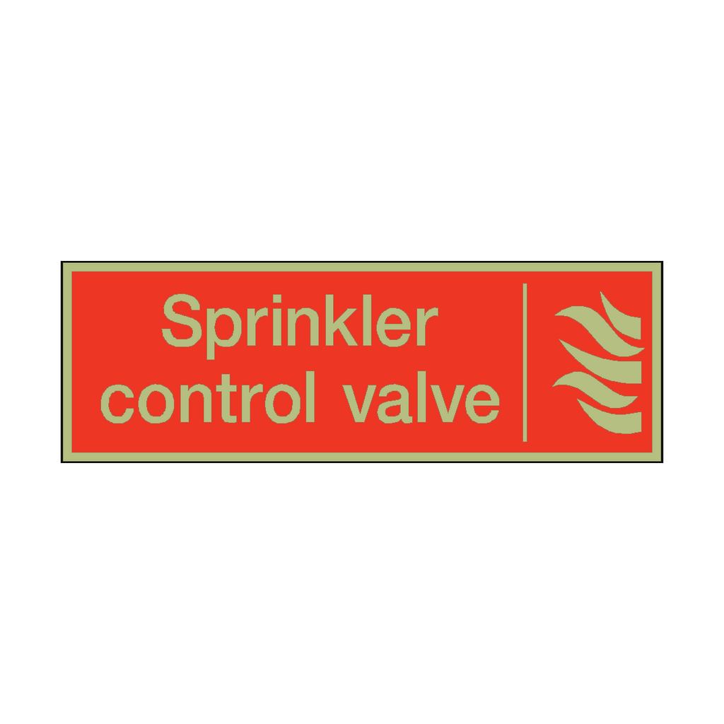 Photoluminescent Sprinkler Control Valve Safety Sticker | Safety-Label.co.uk