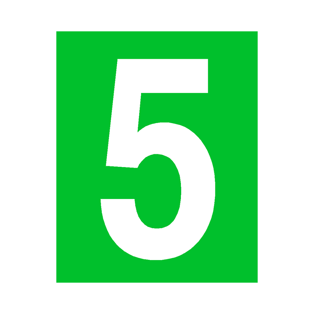 Green Number 5 Sign | Safety-Label.co.uk