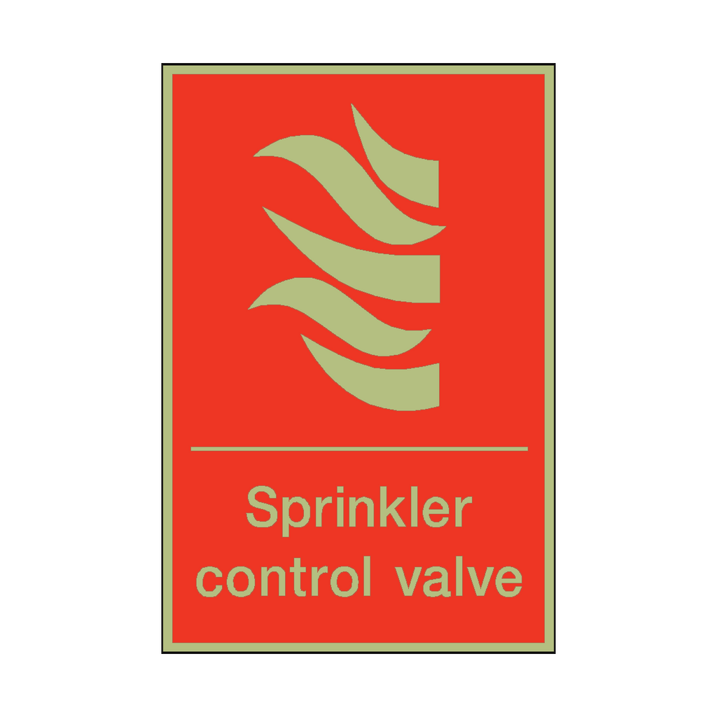 Photoluminescent Sprinkler Control Valve Sign | Safety-Label.co.uk