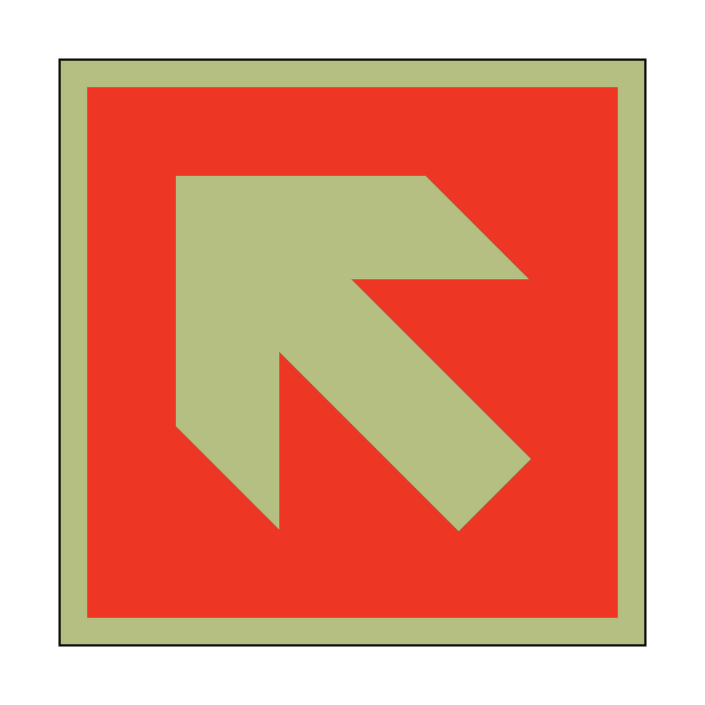 Photoluminescent Arrow Safety Sticker Up Left | Safety-Label.co.uk