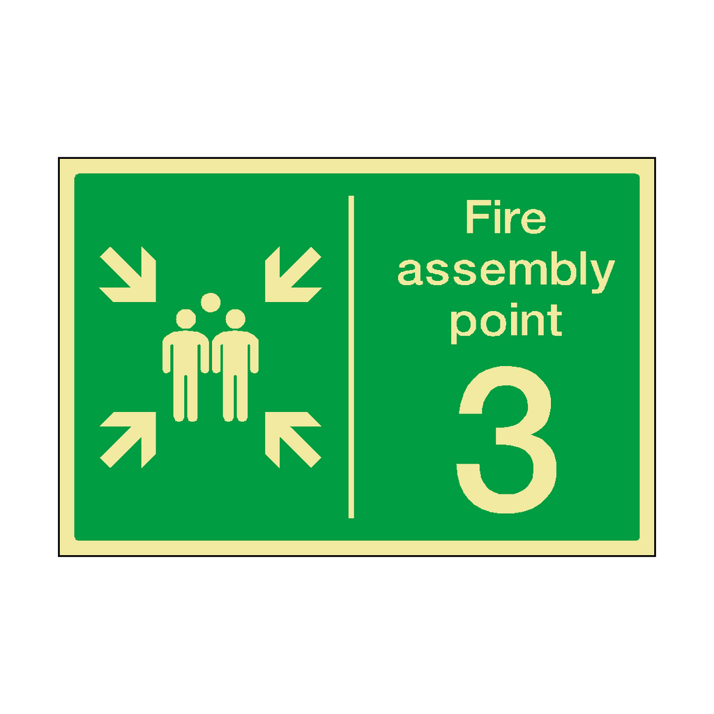 Fire Assembly Point Landscape 3 Photoluminescent Sign