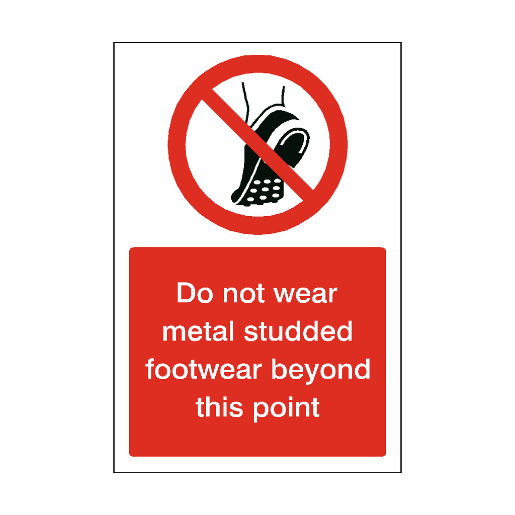 Metal Studded Footwear Beyond Point Sign | Safety-Label.co.uk