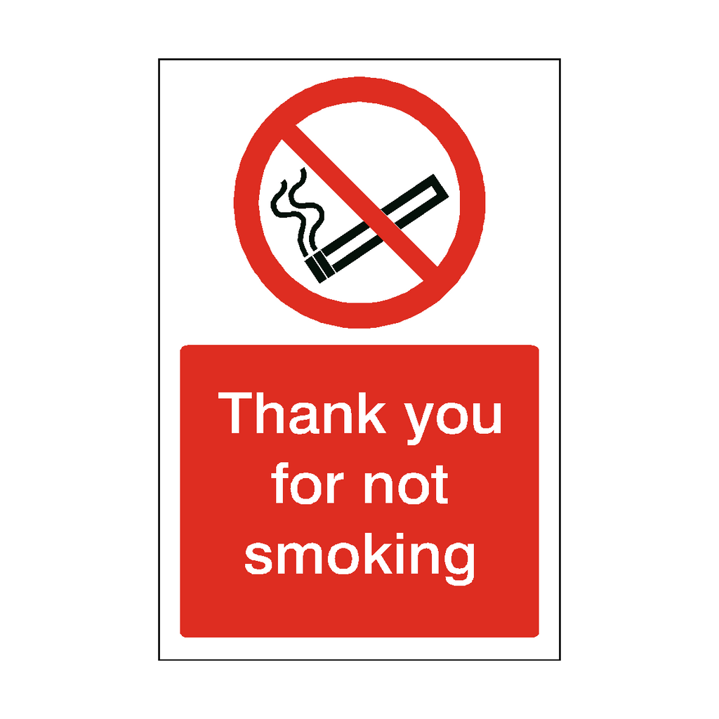 Thank You For Not Smoking Sign