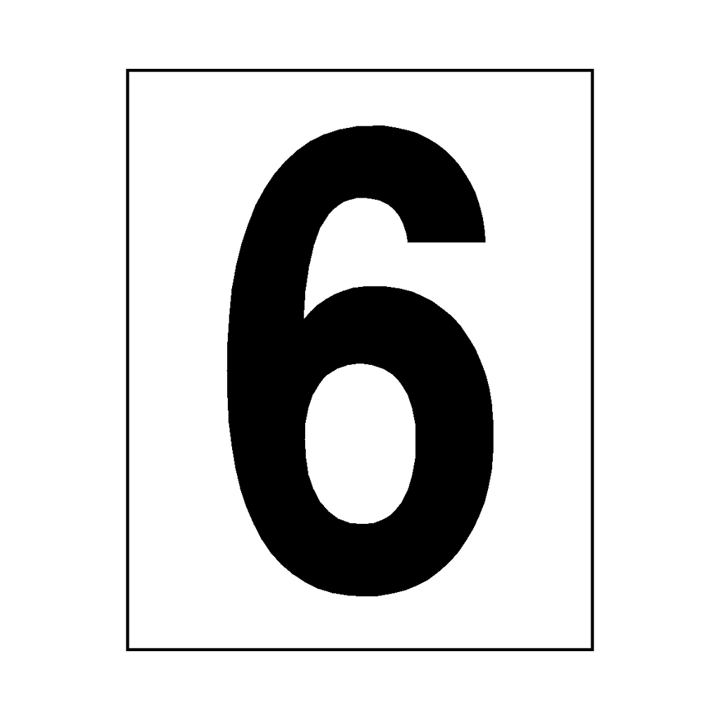 Number 6 Sign Black | Safety-Label.co.uk