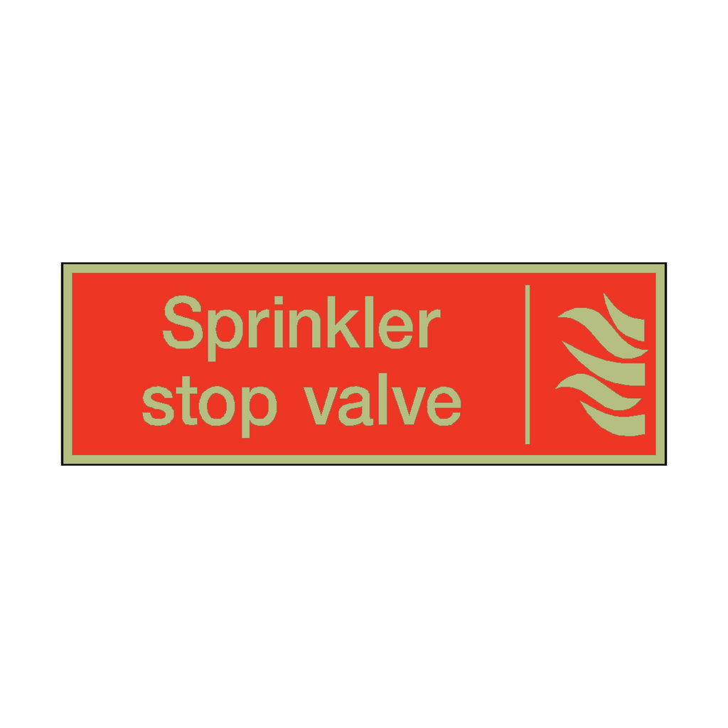 Photoluminescent Sprinkler Stop Valve Safety Sticker | Safety-Label.co.uk