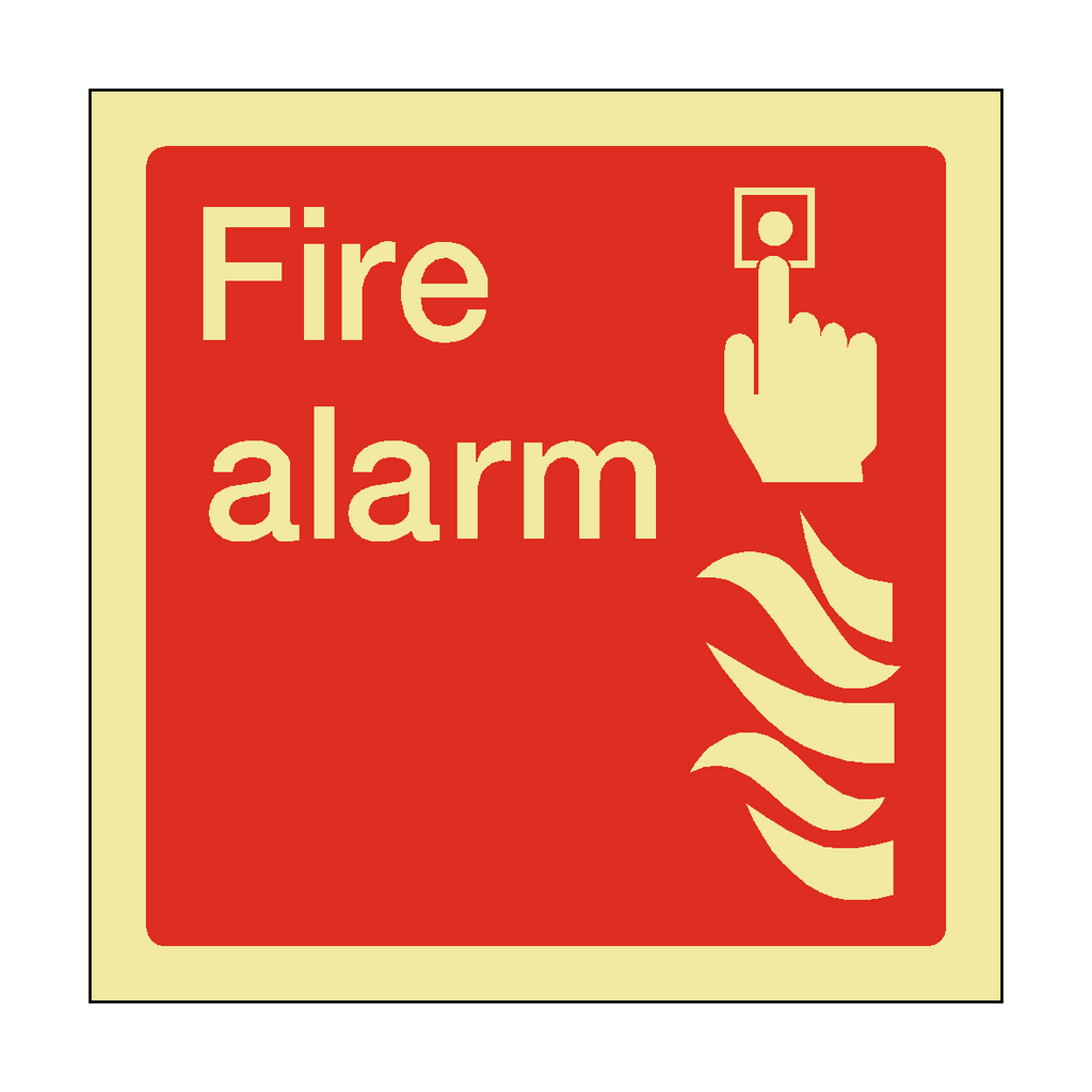 Photoluminescent Fire Alarm Square Sticker