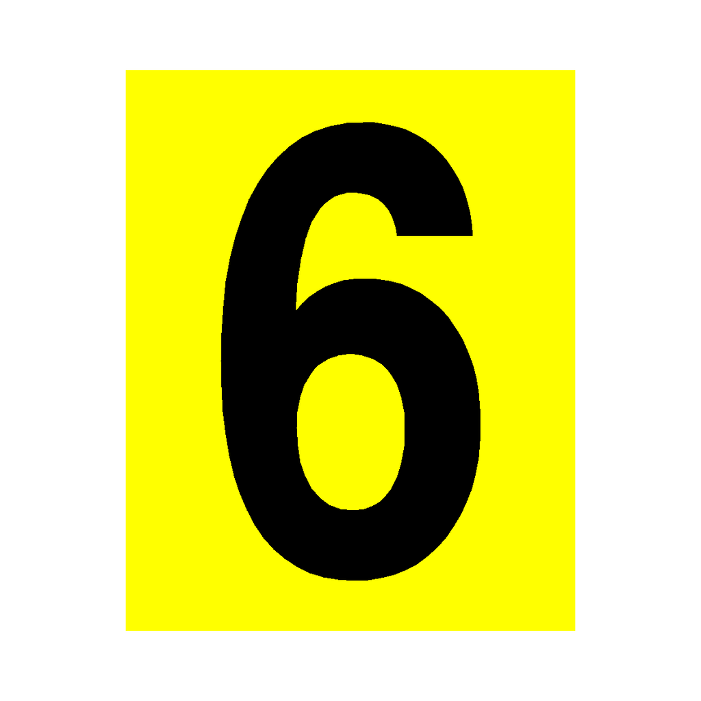 Yellow Number 6 Sign | Safety-Label.co.uk