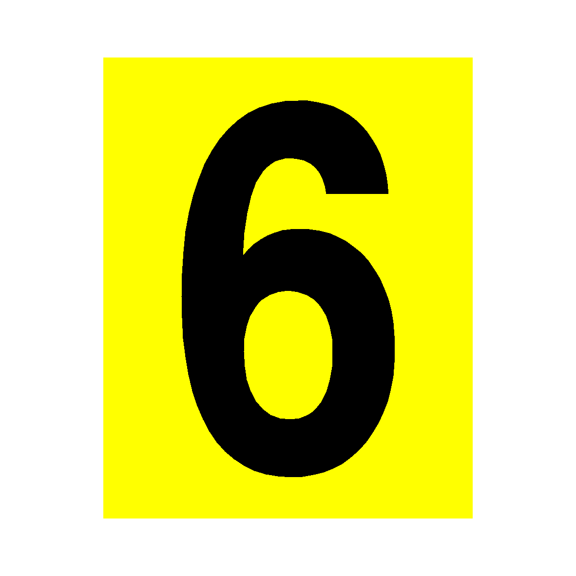 Yellow Number 6 Sign SafetyLabel.co.uk