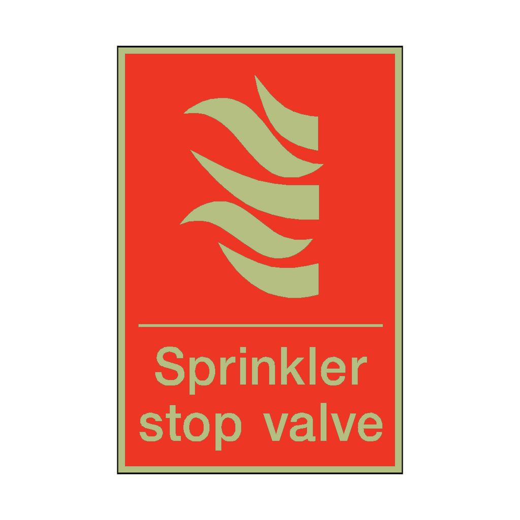 Photoluminescent Sprinkler Stop Valve Sign | Safety-Label.co.uk