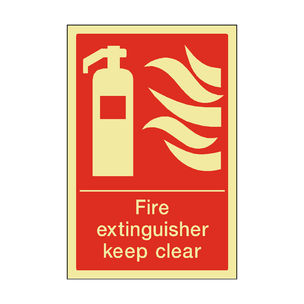 Photoluminescent Fire Extinguisher Keep Clear Sticker