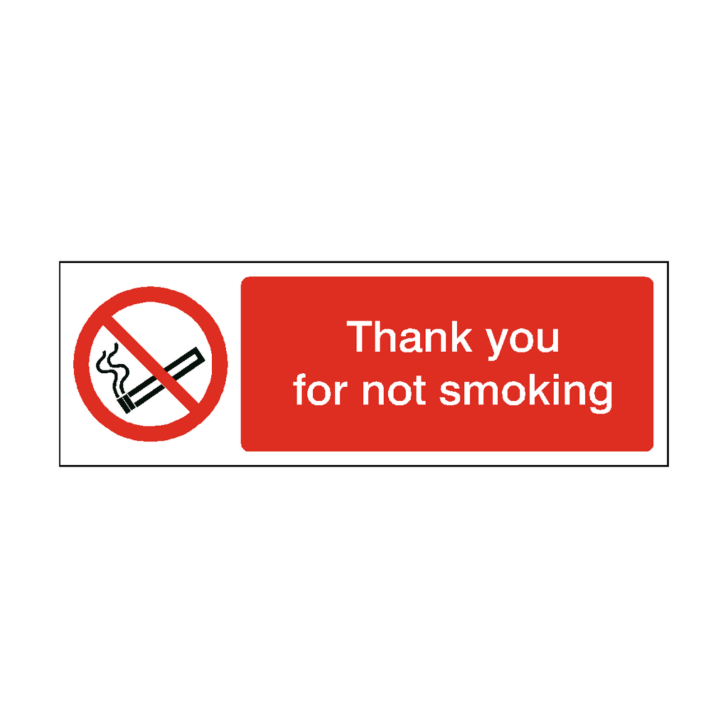Thank Your For Not Smoking Label