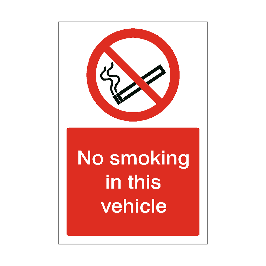 No Smoking In This Vehicle Sign