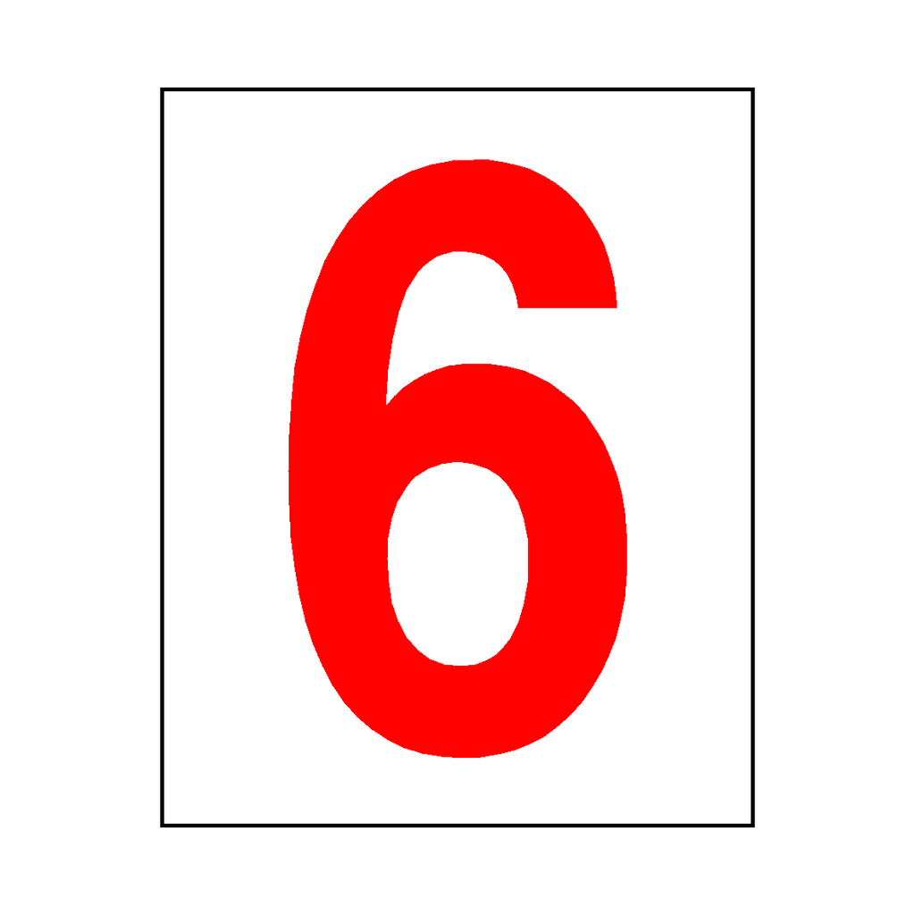 Number 6 Sign Red | Safety-Label.co.uk
