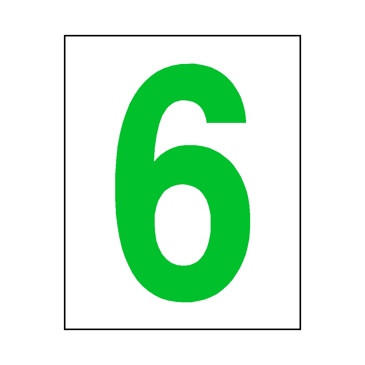 Number 6 Sign Green SafetyLabel.co.uk