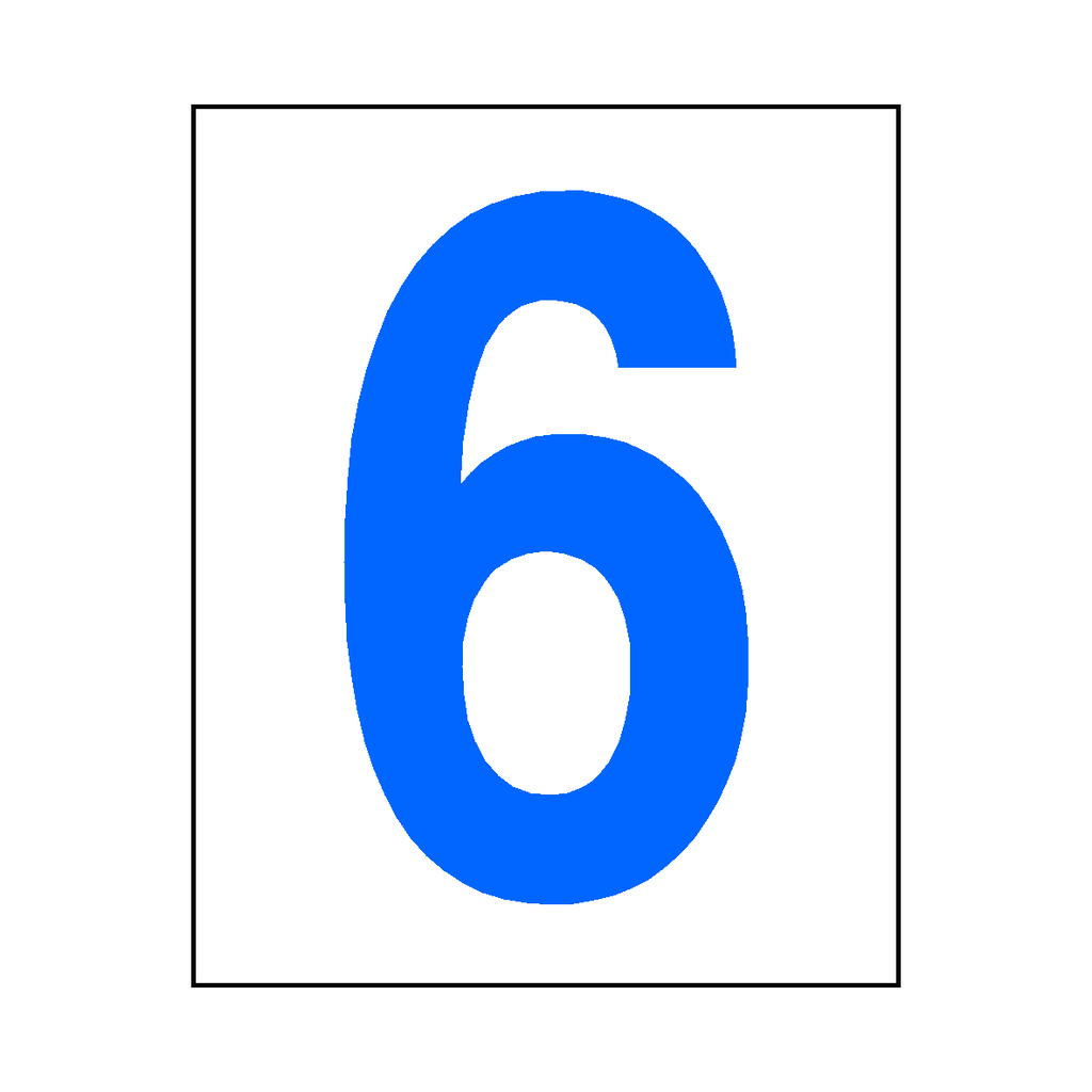 Number 6 Sign Blue | Safety-Label.co.uk