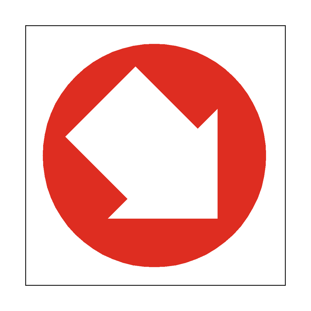 Fire Arrow Down Right Symbol Safety Sticker | Safety-Label.co.uk