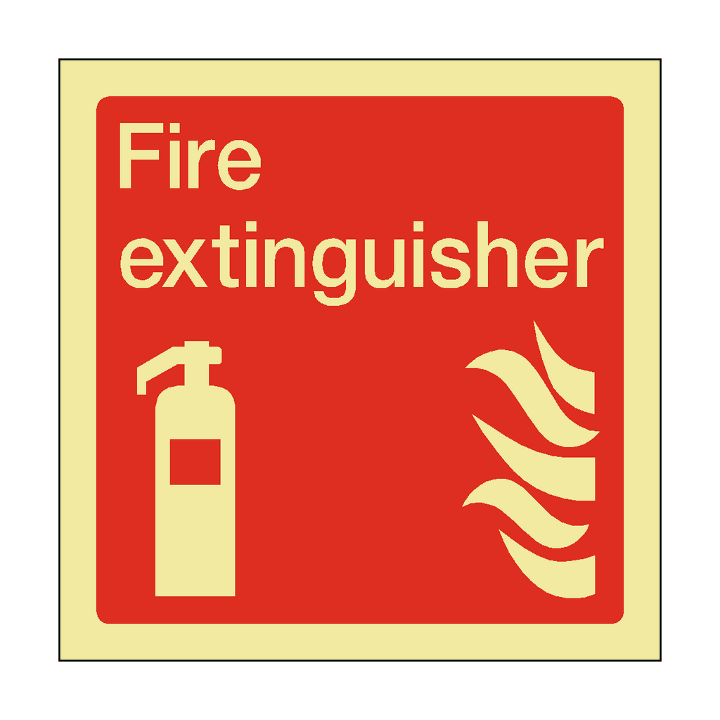 Photoluminescent Fire Extinguisher Square Safety Sticker