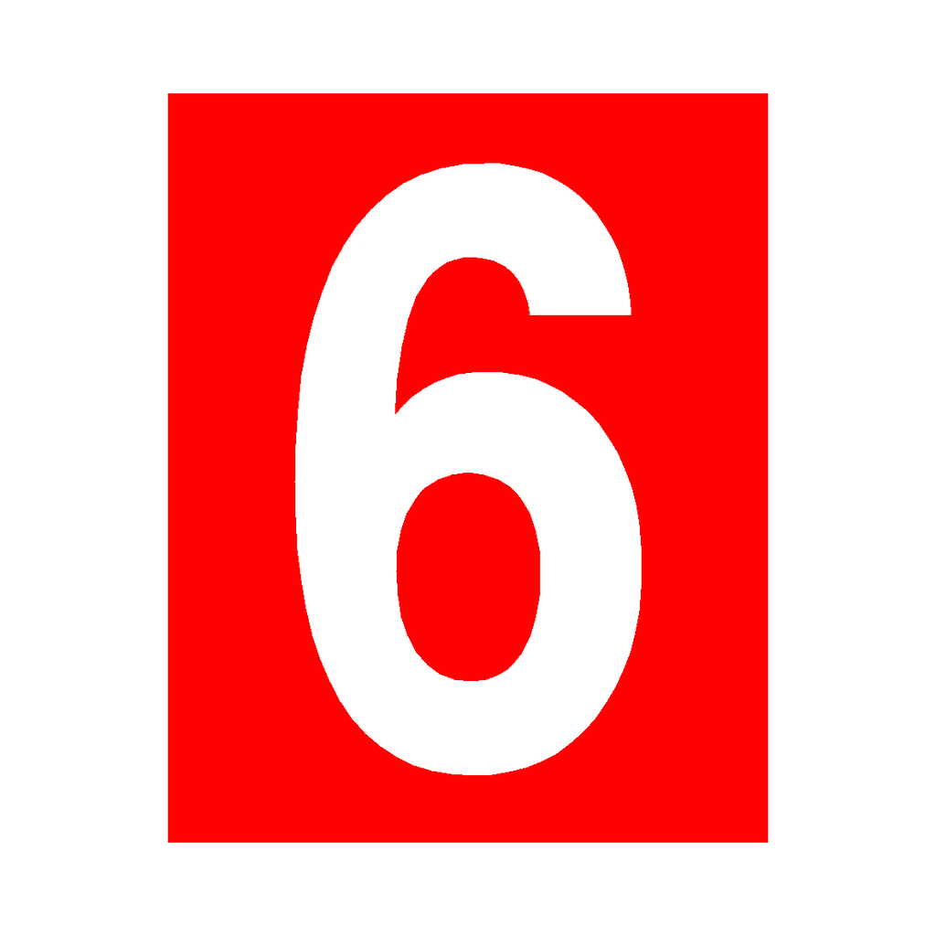 Red Number 6 Sign | Safety-Label.co.uk