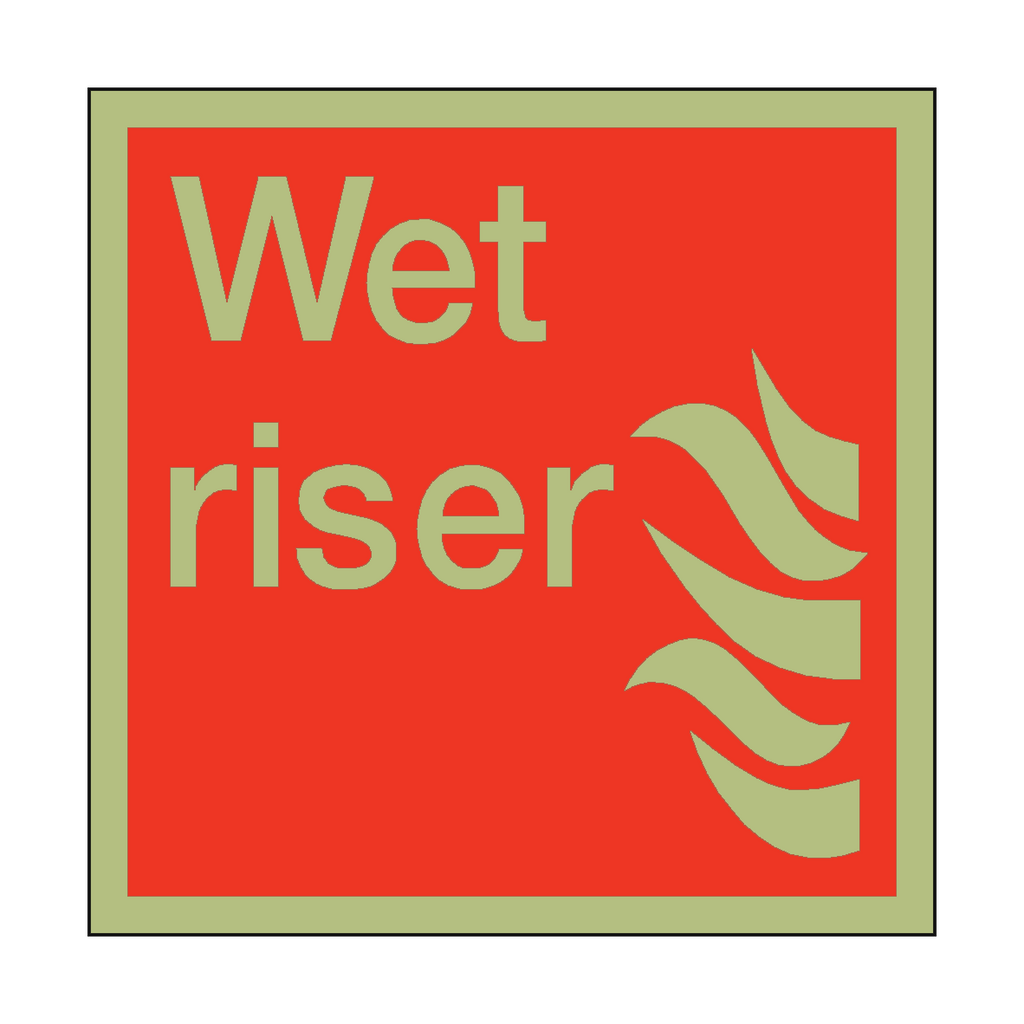 Photoluminescent Wet Riser Square Sticker | Safety-Label.co.uk