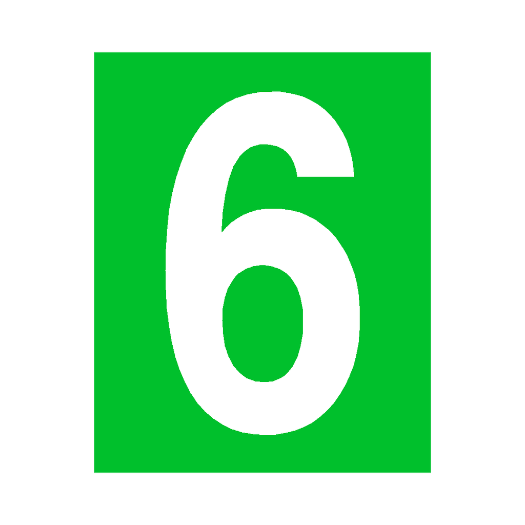 Green Number 6 Sign | Safety-Label.co.uk