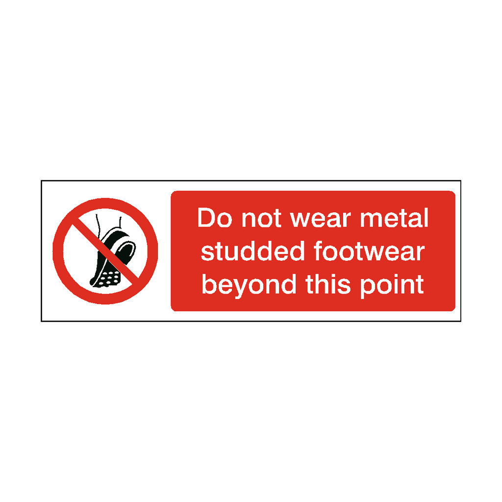Metal Studded Footwear Beyond Point Label | Safety-Label.co.uk