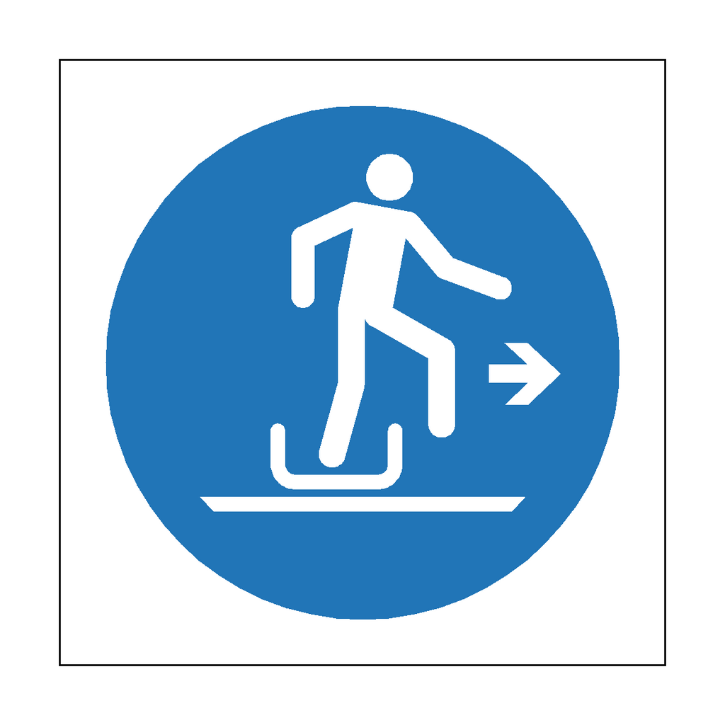 Self-adhesive Safety-Label.co.uk symbol sticker showing a person alighting from a toboggan to the right.
