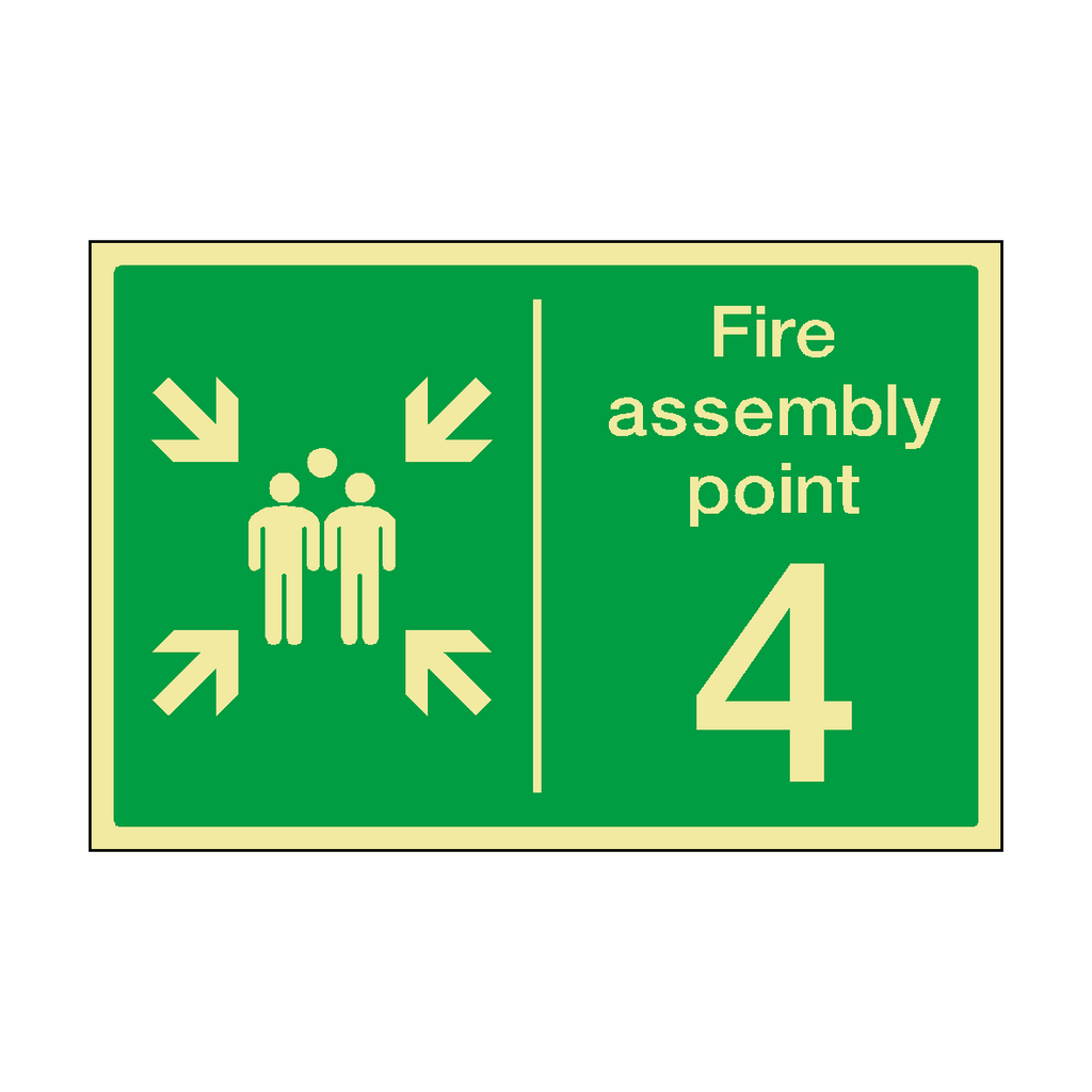 Fire Assembly Point Horizontal 4 Photoluminescent Sticker