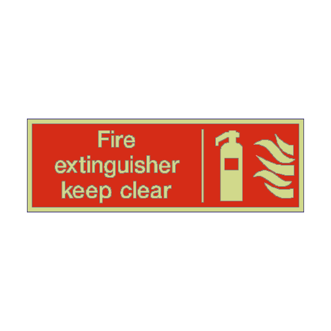 Fire Extinguisher Keep Clear Photoluminescent Sign | Safety-Label.co.uk
